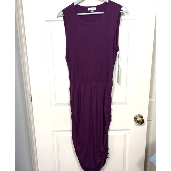 New Calvin Klein Dress Crewneck Sleeveless Ruched Side Drawstring Sheath NEW 12 - Picture 2 of 11